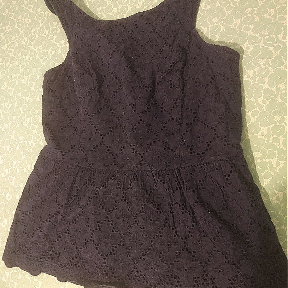 Lilly Pulitzer navy blue eyelid peplum tank top